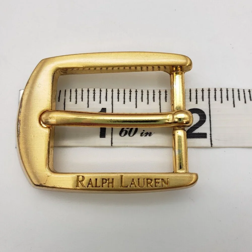 Vintage Ralph Lauren Logo Engraved Gold-Tone Belt Buckle Classic Preppy
